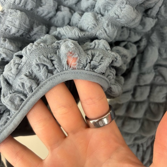 Endless Rose Puff Sleeve Sweatheart Textured Midi Dress Blue Women’s Size Small - Picture 7 of 11